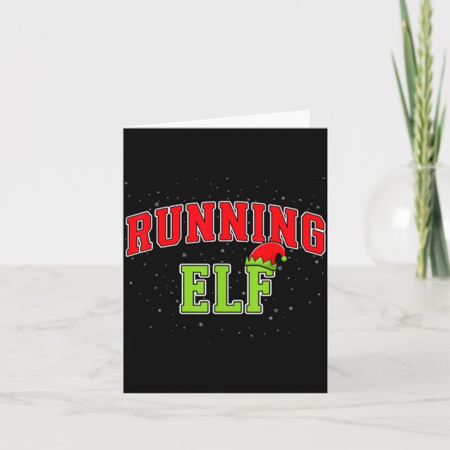 Running Elf Christmas Family Matching Group Xmas R Karte (Vorderseite)