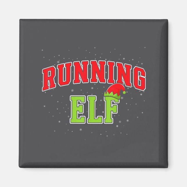 Running Elf Christmas Family Matching Group Xmas R Magnet (Vorne)