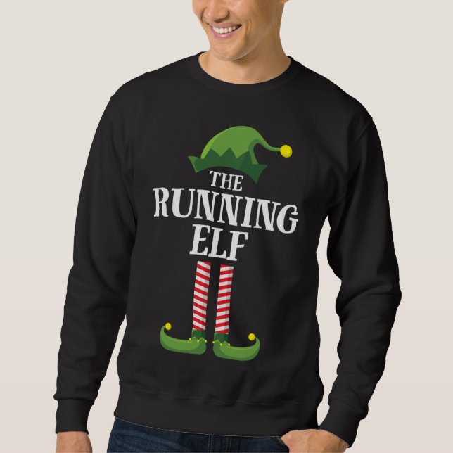 Running Elf Matching Familienweihnachtsfest Party Sweatshirt (Vorderseite)