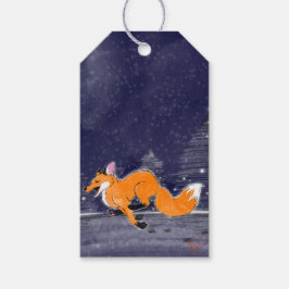 Running Fox Winter Geschenkmarke Geschenkanhänger