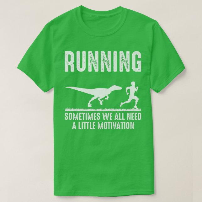 Running Funny Motivation Dinosaur Run Chasing Nerd T-Shirt (Design vorne)