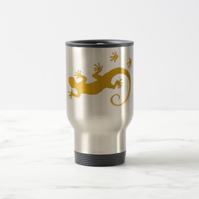 Running Gecko gold Reisebecher (Mittel)