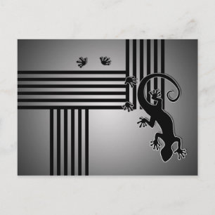 Running Gecko - Schwarz-Weiß-Streifen glänzen Postkarte