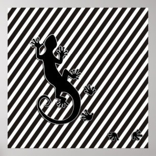 Running Gecko   schwarze Streifen Poster
