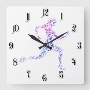 Running Girl Quadratische Wanduhr