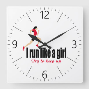 Running girl quadratische wanduhr