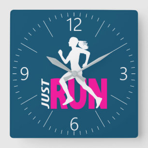 Running Girl Quadratische Wanduhr