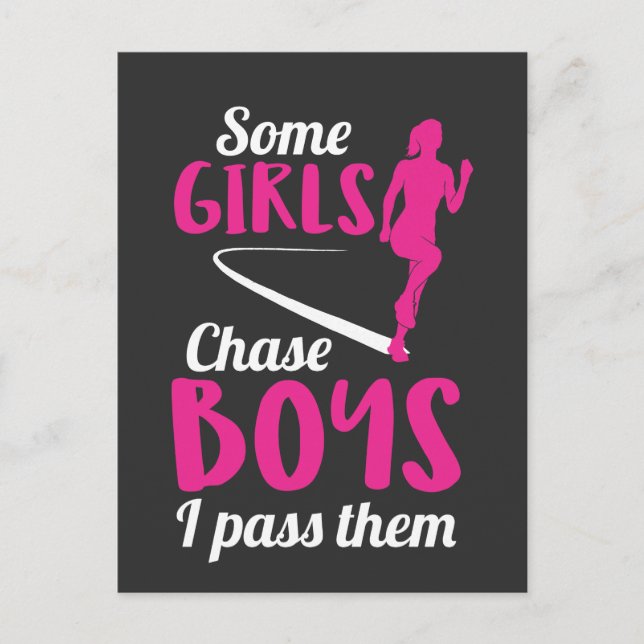 Running Girl Runner Marathon Woman Marathoner Postkarte (Vorderseite)