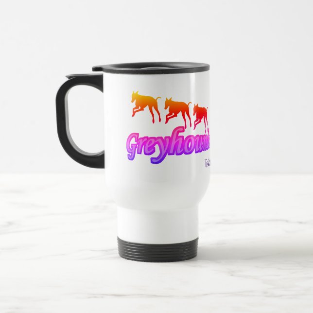 Running Greyhounds Rainbow Personalisiert Reisebecher (Links)