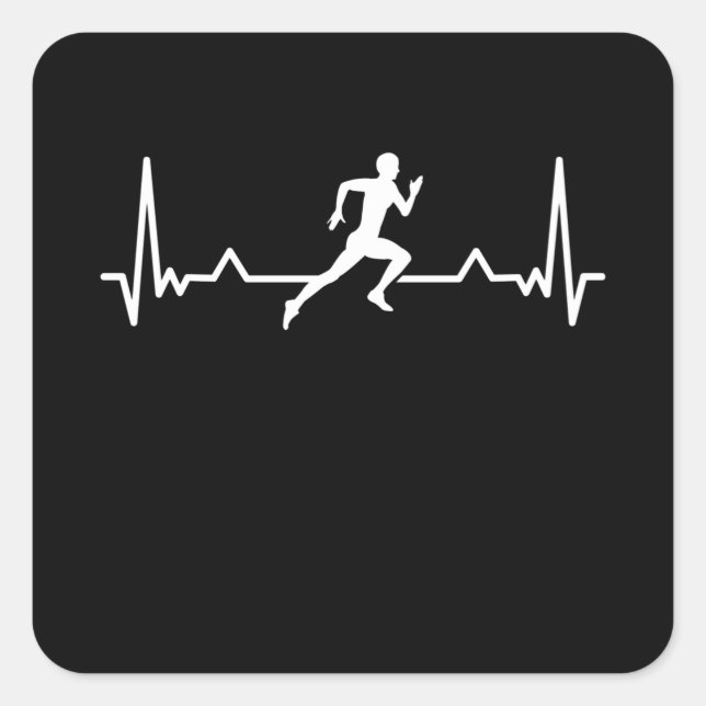 Running Heartbeat Runner Funny Gift Quadratischer Aufkleber (Vorderseite)