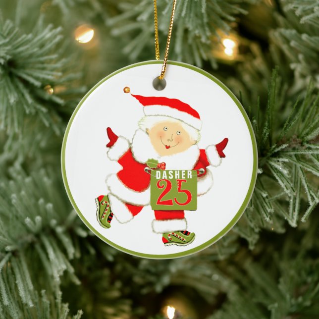 Running Holiday-Geschenk Keramik Ornament (Baum)