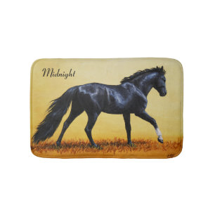 Running Horse Black Stallion Badematte