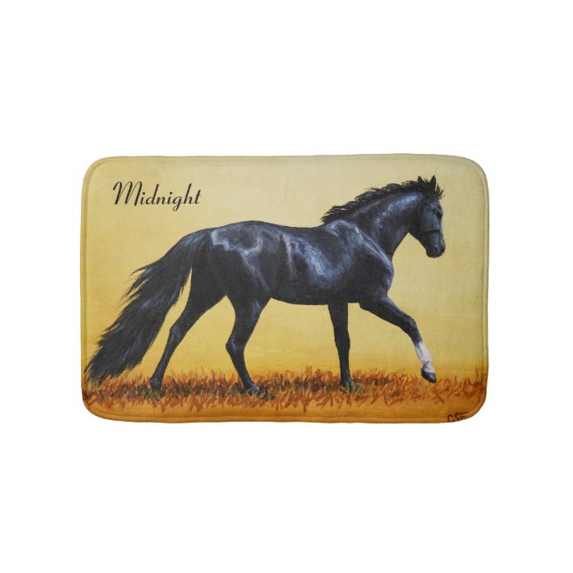 Running Horse Black Stallion Badematte (Vorderseite)