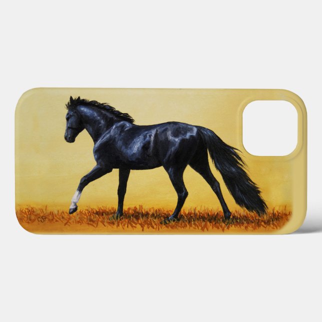 Running Horse Black Stallion Case-Mate iPhone Hülle (Rückseite (Horizontal))