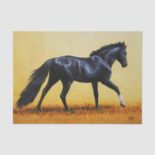 Running Horse Black Stallion Seidenpapier