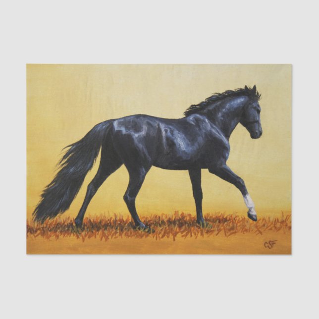 Running Horse Black Stallion Seidenpapier (Vorderseite)