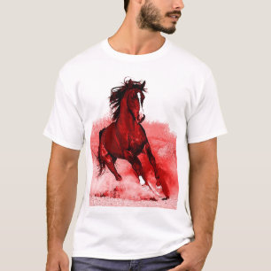 Running Horse Browny Red Artwork T-Shirt