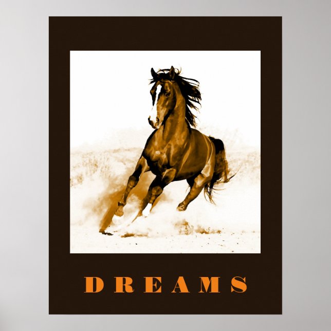 Running Horse Dreams Motivational Artwork Poster (Vorne)