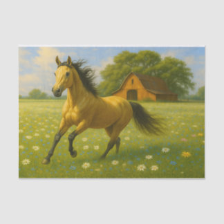 Running Horse in Barnyard Pasture Decoupage Paper Seidenpapier