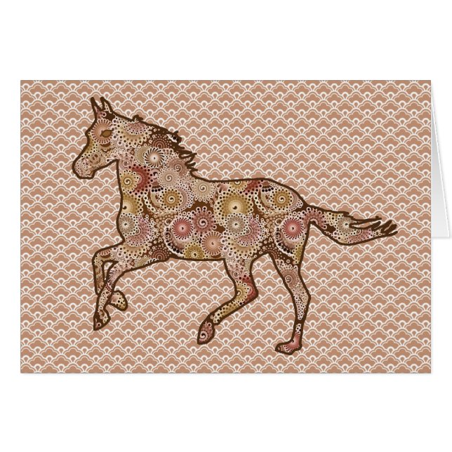 Running Horse Silhouette, Brown, Tan und Cream (Vorderseite (Horizontal))