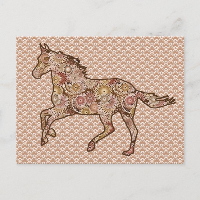 Running Horse Silhouette, Brown, Tan und Cream Postkarte (Vorderseite)