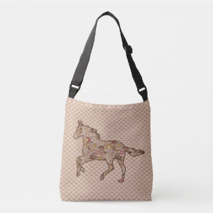 Running Horse Silhouette, Brown, Tan und Cream Tragetaschen Mit Langen Trägern