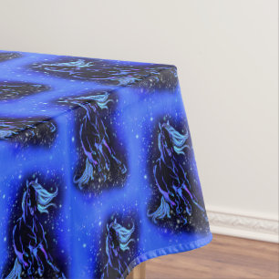 Running Horse Tablecloth Blue Starry Moonlight Tischdecke