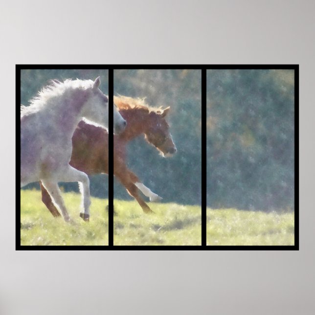 Running Horses Collage Poster (Vorne)