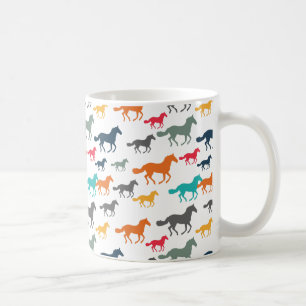 Running Horses Pattern - Türkis Rot Grau Tasse
