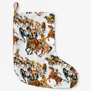 Running horses seamless pattern. American cowboy.  Kleiner Weihnachtsstrumpf