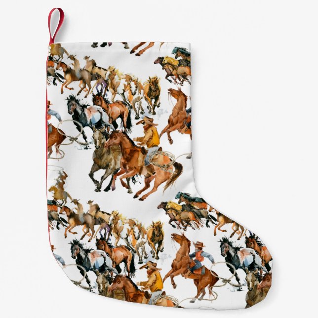 Running horses seamless pattern. American cowboy.  Kleiner Weihnachtsstrumpf (Vorderseite)