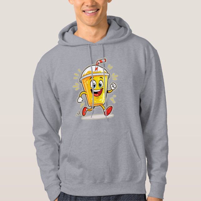 **Running Juice Cup Cartoon – Fun Street Drink Cha Hoodie (Vorderseite)