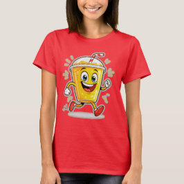 **Running Juice Cup Cartoon – Fun Street Drink Cha T-Shirt