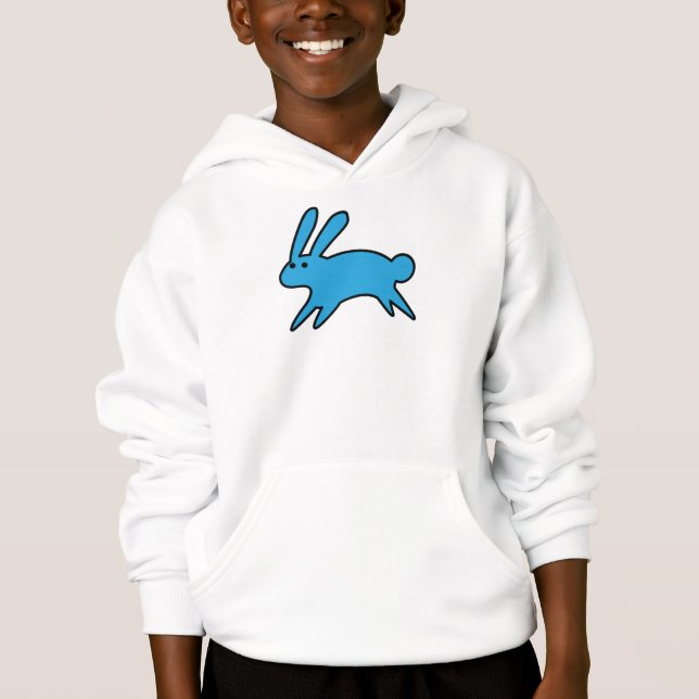 Running Little Blue Bunny Hoodie (Vorderseite)