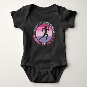 Running Mindset - Girly Runner Endurner Quote Baby Strampler