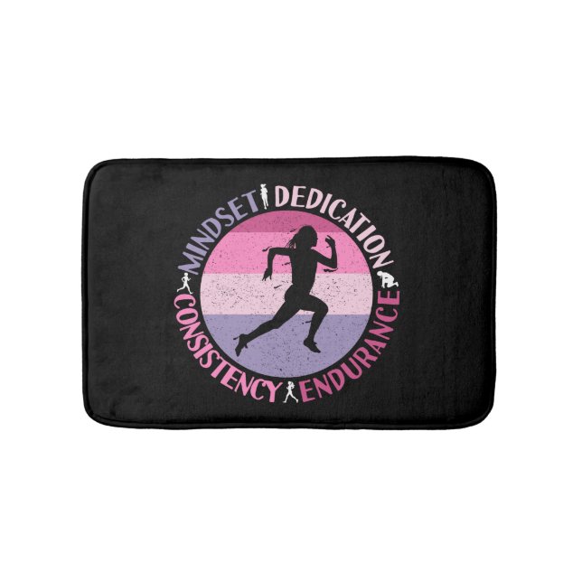Running Mindset - Girly Runner Endurner Quote Badematte (Vorderseite)