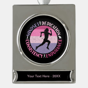 Running Mindset - Girly Runner Endurner Quote Banner-Ornament Silber