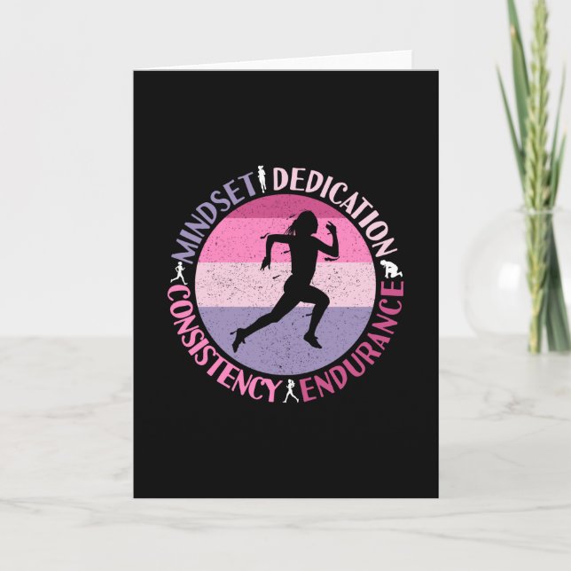 Running Mindset - Girly Runner Endurner Quote Karte (Vorderseite)