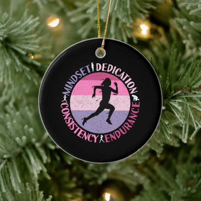 Running Mindset - Girly Runner Endurner Quote Keramik Ornament (Baum)