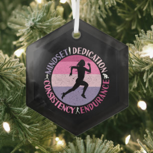 Running Mindset - Girly Runner Endurner Quote Ornament Aus Glas