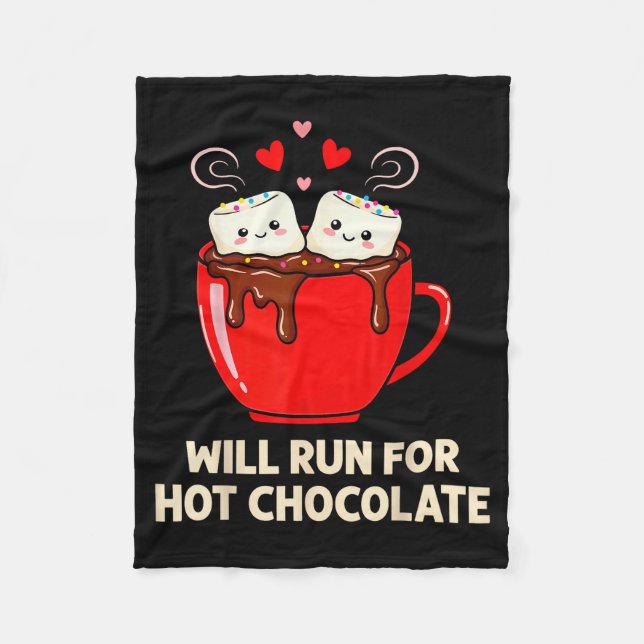 Running Motivation Kawaii Hot Chocolate Lover  Fleecedecke (Vorderseite)