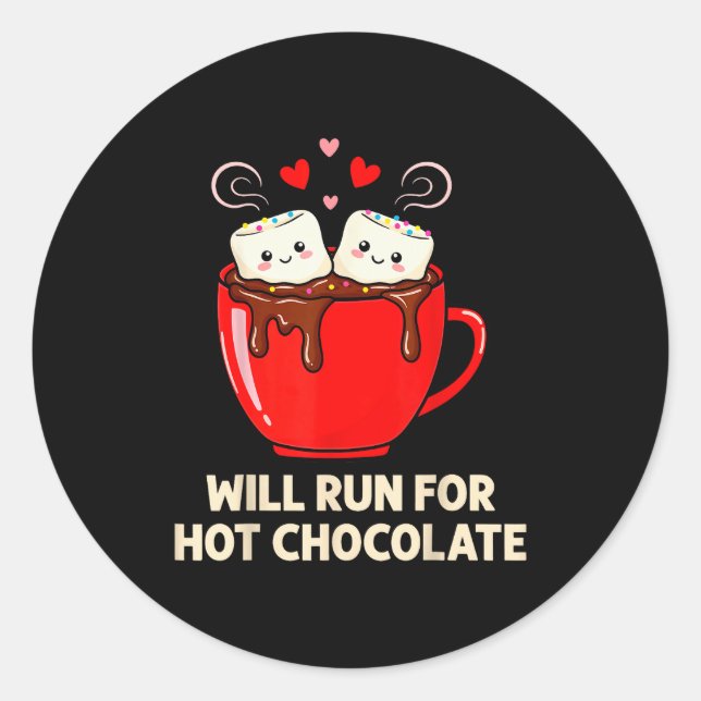 Running Motivation Kawaii Hot Chocolate Lover  Runder Aufkleber (Vorderseite)