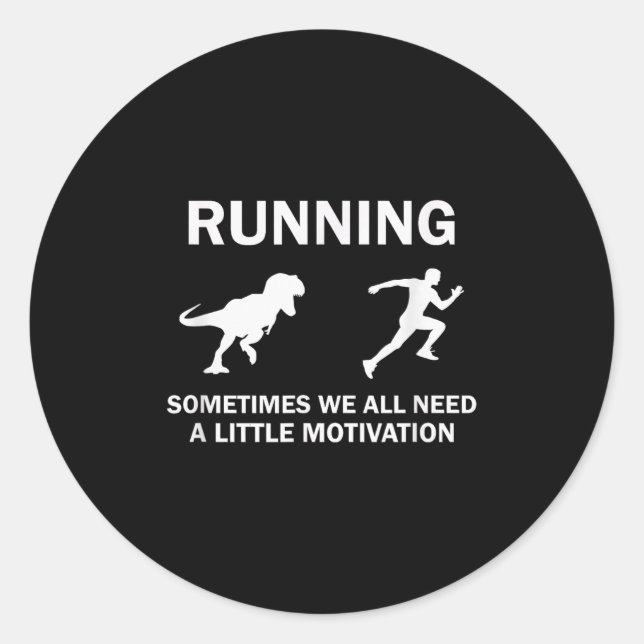 Running Motivation Raptor Chase Funny Dinosaur  Runder Aufkleber (Vorderseite)