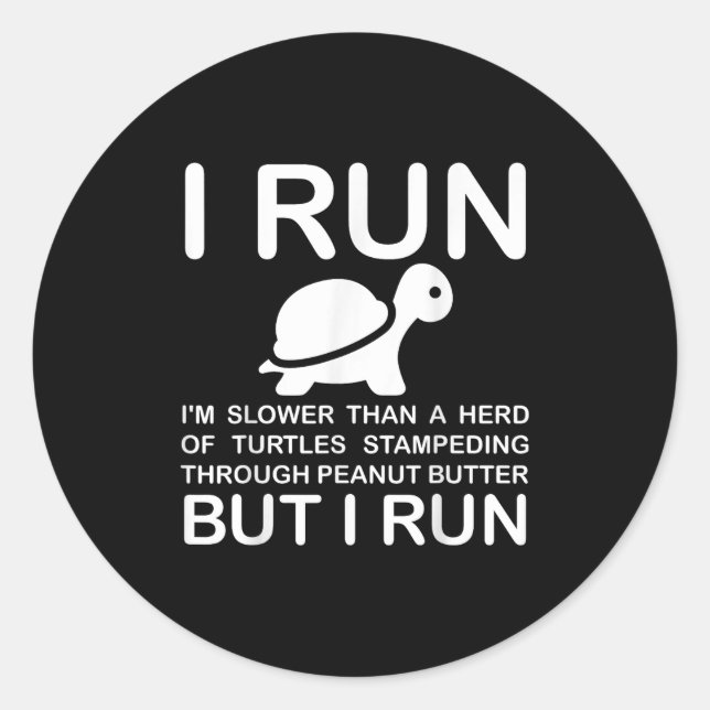 Running Motivation Turtle  Runder Aufkleber (Vorderseite)