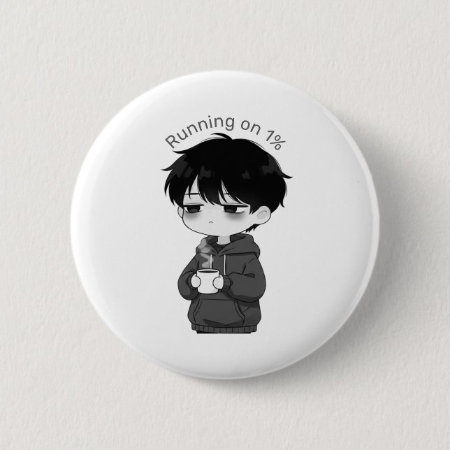 Running on 1 Percent Relatable Chibi Coffee Illust Button (Vorderseite)