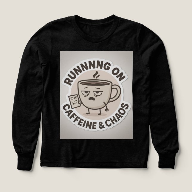 Running on Caffeine & Chaos Funny Coffee Sticker (Design Vorderseite)