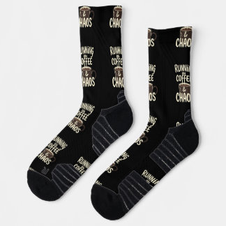 Running on Coffee and Chaos Funny Lifestyle Art Socken