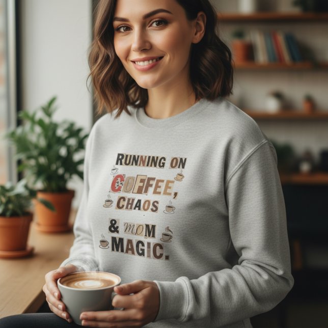 Running on Coffee Chaos and Mom Magic Sweatshirt (Von Creator hochgeladen)