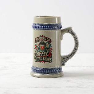 „Running on Coffee & Vital Signs“-Krankenschwester Bierglas
