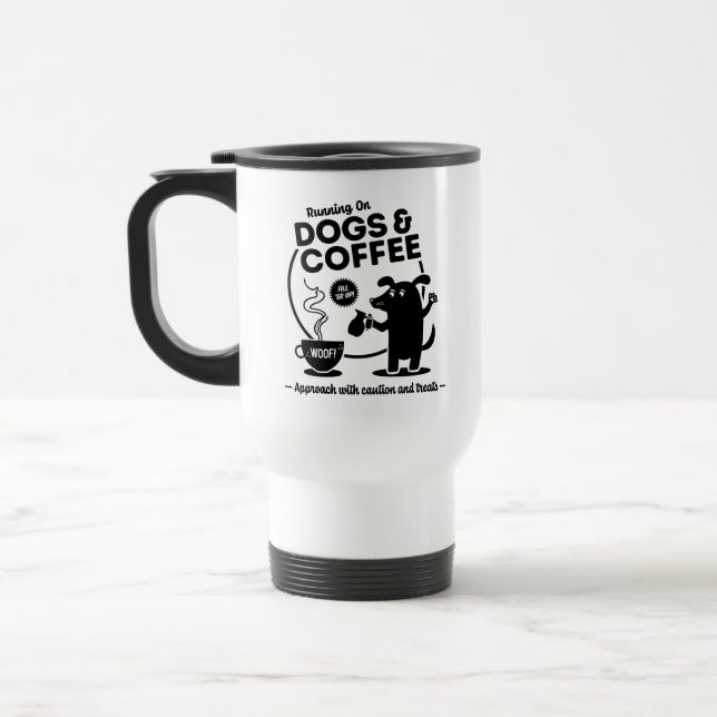 Running on Dogs and Coffee Travel Mug Reisebecher (Links)